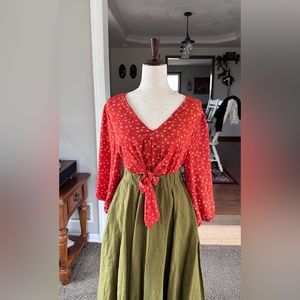Cottagecore Floral Tie Front Blouse